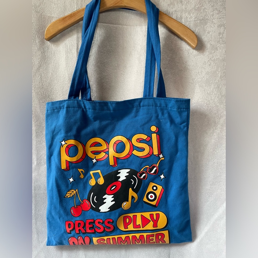 Pepsi Blue Tote with Music Icons
